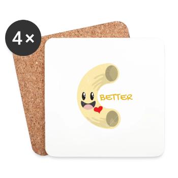 Mac & Cheese Better Together Partnerlook Geschenk - Untersetzer (4er-Set) - Weiß - Vorne