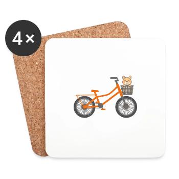 Corgi on Bike Cycling Corgi Lovers Gift - Coasters (set of 4) - white - Front