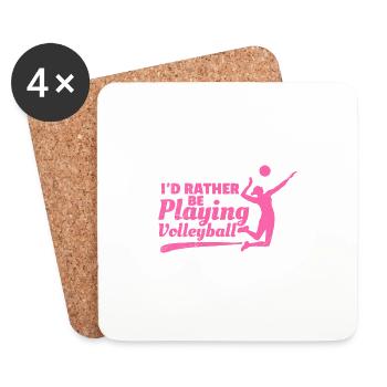 Volleyball Je préfère jouer au volley-ball Cadeau - Dessous de verre (lot de 4) - blanc - Devant