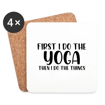 D’abord je fais le yoga puis je fais les choses - Dessous de verre (lot de 4) - blanc - Devant