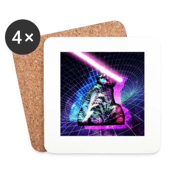 Super Katze - Untersetzer (4er-Set) - Weiß - Vorne