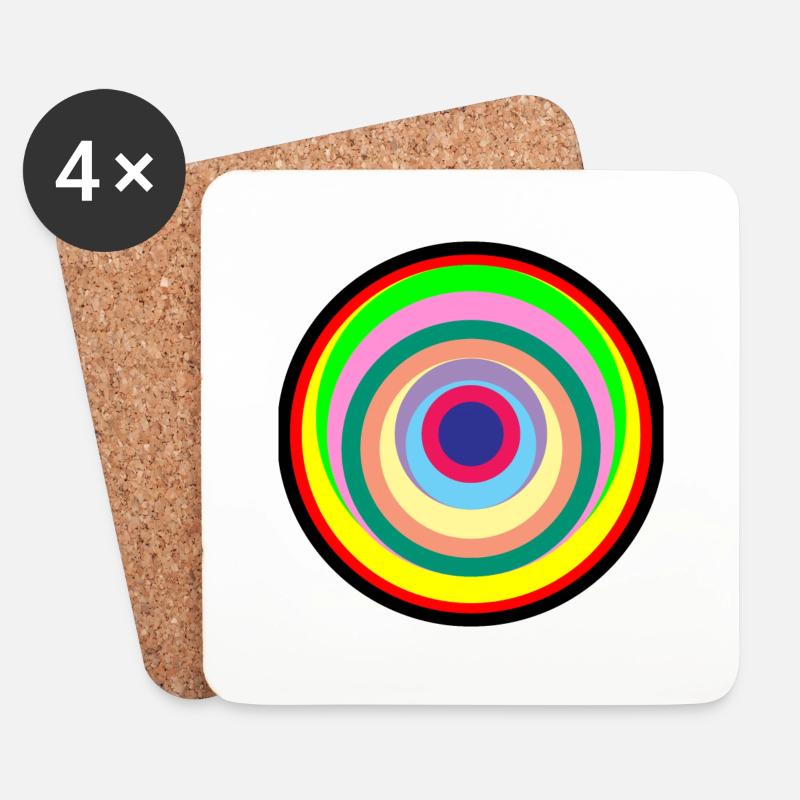 Pop-Art-Farbkreise - Untersetzer (4er-Set) - Weiß