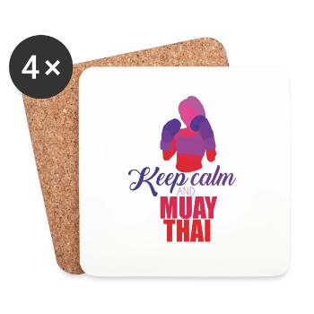 Muay Thai Martial Arts Thai Boxing Kickboxing Sports - Coasters (set of 4) - white - Front
