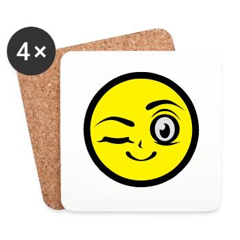fille clin oeil sourire smiley - Dessous de verre (lot de 4) - blanc - Devant