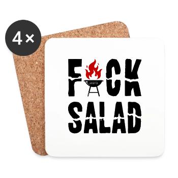Fuck Salad BBQ Grillen Grillmeister Geschenkidee - Untersetzer (4er-Set) - Weiß - Vorne