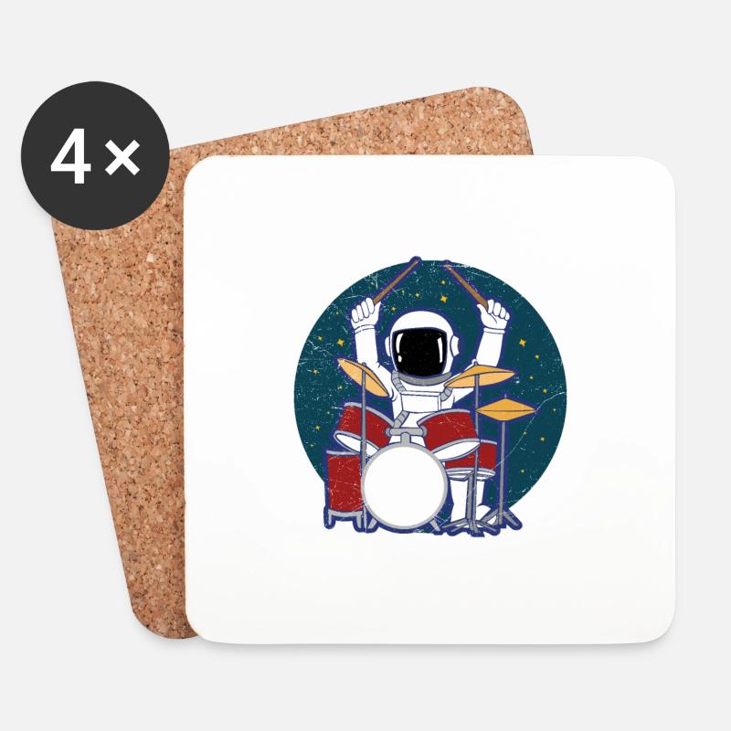 Astronaut Drummer Space Lover Geschenkidee - Untersetzer (4er-Set) - Weiß