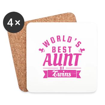 Gemini World's Best Aunt Of Twins Gift Idea - Coasters (set of 4) - white - Front