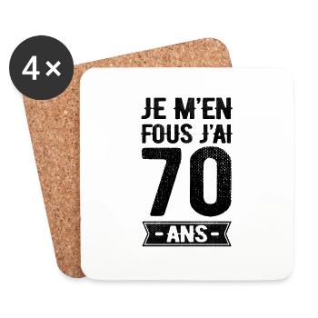 JE M'EN FOUS J'AI 70 ANS - Dessous de verre (lot de 4) - blanc - Devant