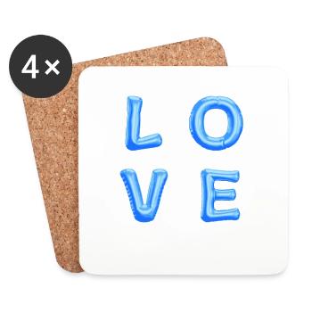 LOVE ballons bleus - Dessous de verre (lot de 4) - blanc - Devant