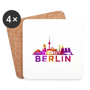 Berlin Skyline Impression Souvenir Geschenkidee - Untersetzer (4er-Set) - Weiß - Vorne