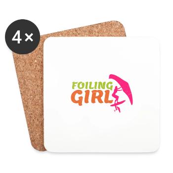 Surfer Foiling Girl Wingfoil Wingfoiler Geschenk - Untersetzer (4er-Set) - Weiß - Vorne