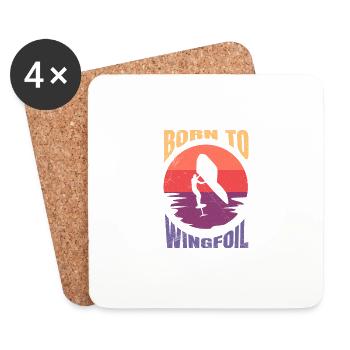 Surf Born to Wingfoil Wingfoiler Geschenkidee - Untersetzer (4er-Set) - Weiß - Vorne