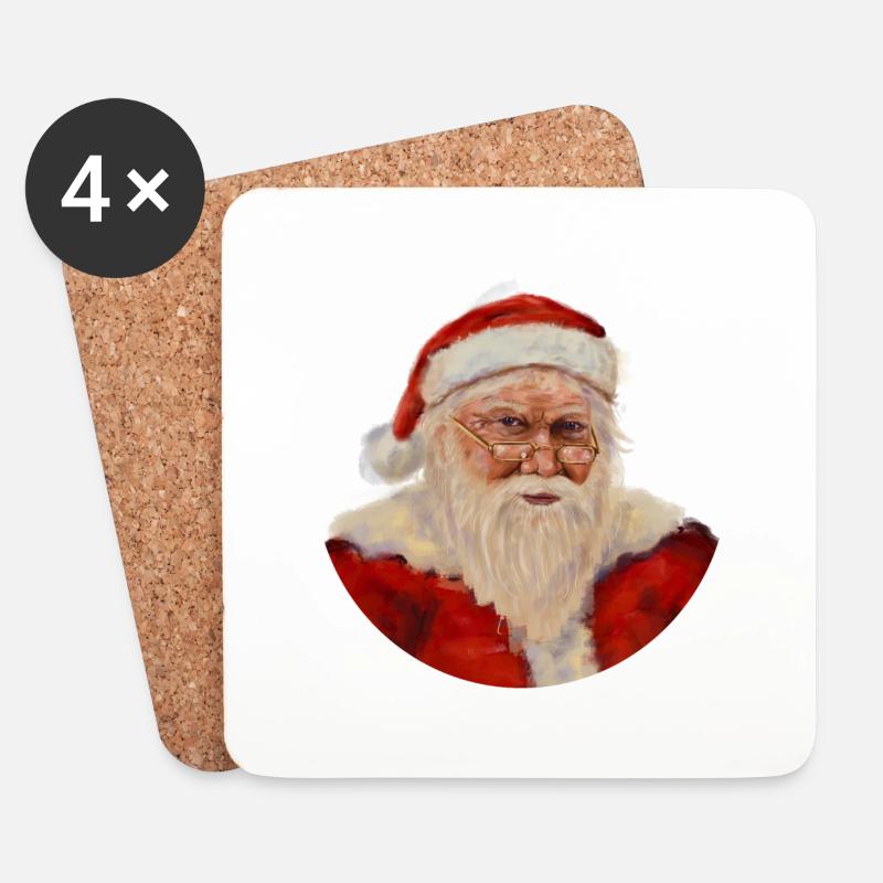 Weihnachtsmann - Untersetzer (4er-Set) - Weiß