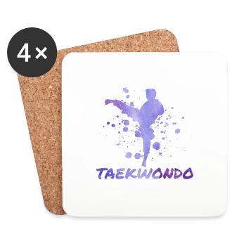Martial Arts Taekwondo High Kick Silhouette Gift - Untersetzer (4er-Set) - Weiß - Vorne