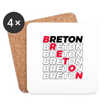 BRETON - Dessous de verre (lot de 4) - blanc - Devant