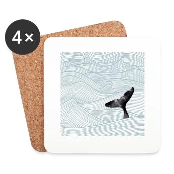 Baleines océaniques - Dessous de verre (lot de 4) - blanc - Devant