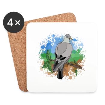 Oiseau - Dessous de verre (lot de 4) - blanc - Devant
