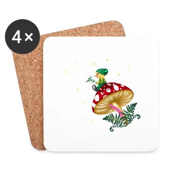 Troll sitting on a mushroom under a starry sky - Coasters (set of 4) - white - Front