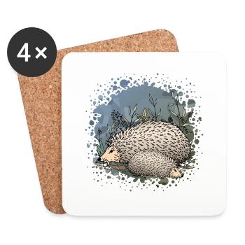 Igel - Untersetzer (4er-Set) - Weiß - Vorne
