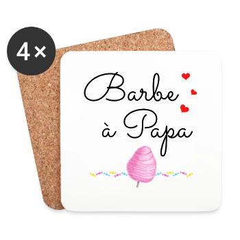 Barbe à papa barbu Idée cadeau original - Dessous de verre (lot de 4) - blanc - Devant