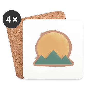 Sun Mountain Minimalist Landscape Nature - Coasters (set of 4) - white - Front