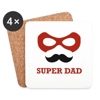 Super papa, papa de l'année - Dessous de verre (lot de 4) - blanc - Devant