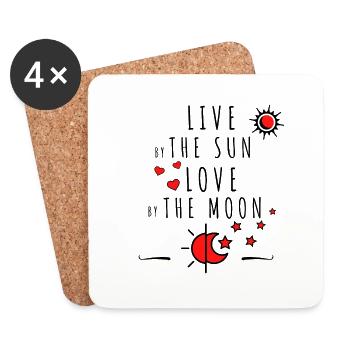 Live by the Sun Love by the Moon Geschenkidee - Untersetzer (4er-Set) - Weiß - Vorne