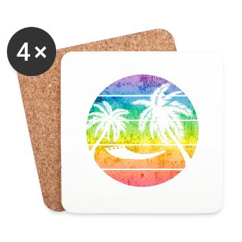 Sunset Hamac Vintage Retro Sunset - Dessous de verre (lot de 4) - blanc - Devant