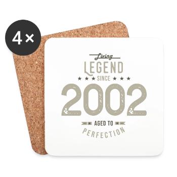 Legende seit 2002 Jubiläumsgeschenk 20 Jahre - Untersetzer (4er-Set) - Weiß - Vorne