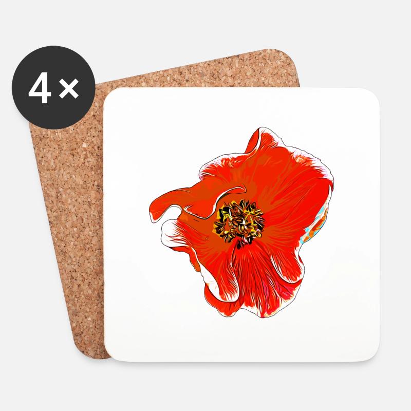 Blumen Rose orange - Untersetzer (4er-Set) - Weiß