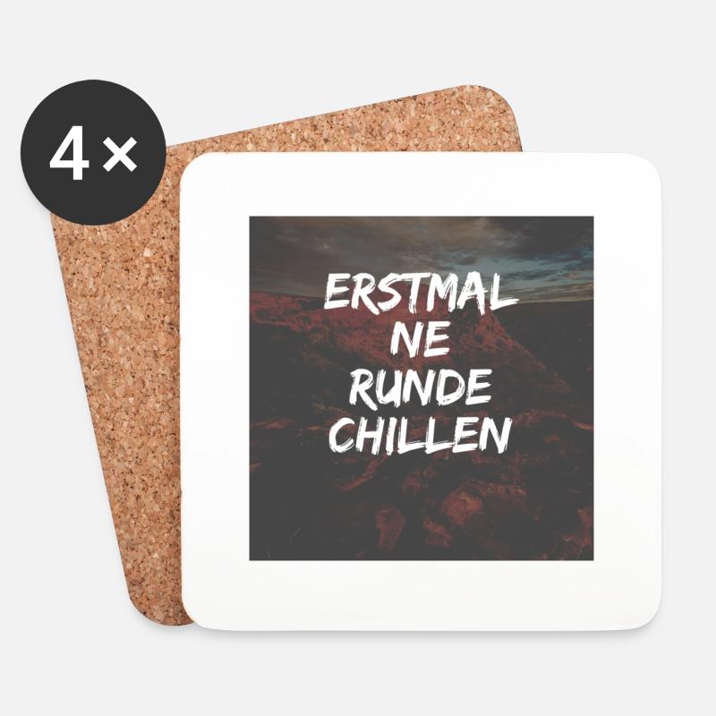 erstmal ne runde chillen - Untersetzer (4er-Set) - Weiß