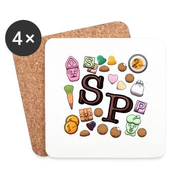 Bonbons Sinterklaas - Dessous de verre (lot de 4) - blanc - Devant