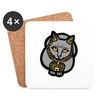 Gray cat - Coasters (set of 4) - white - Front