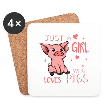 Juste une fille qui aime les cochons - Dessous de verre (lot de 4) - blanc - Devant