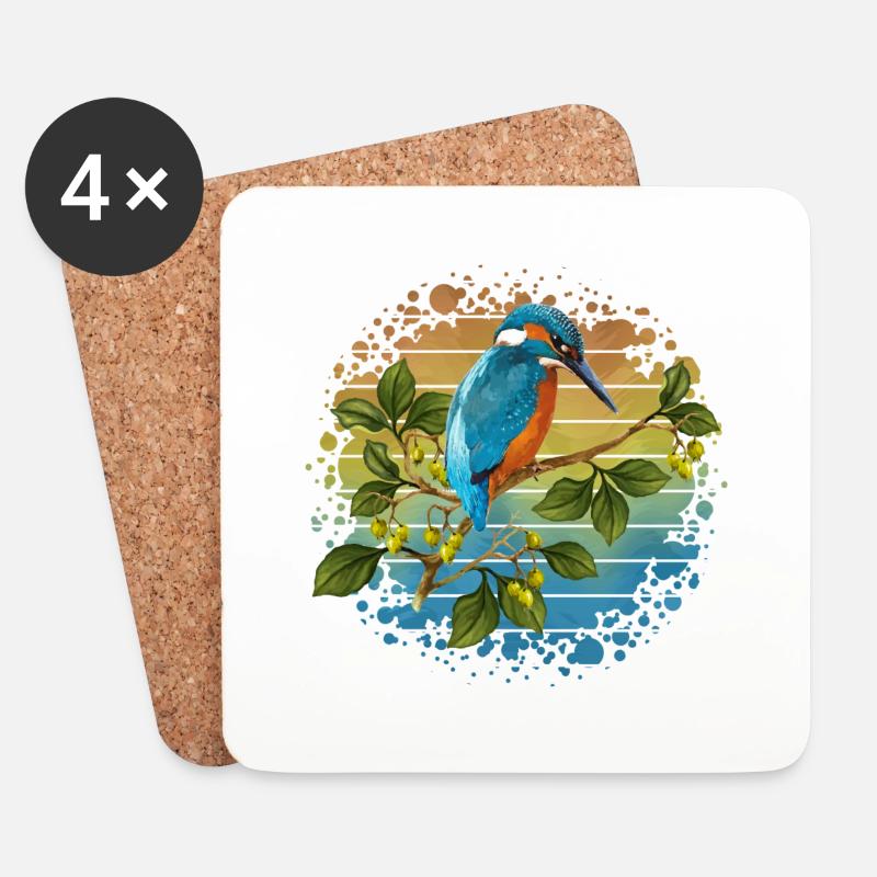 Bunter Vogel - Untersetzer (4er-Set) - Weiß