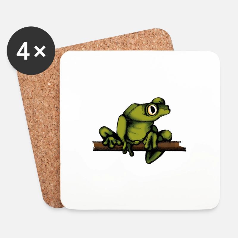 Frosch-Shirt - Untersetzer (4er-Set) - Weiß