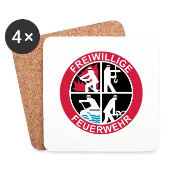 Freiwillige Feuerwehr Logo 3farbig - Untersetzer (4er-Set) - Weiß - Vorne