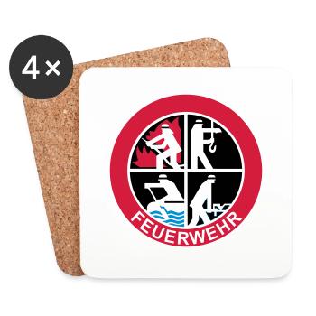 Feuerwehr Logo 3farbig - Untersetzer (4er-Set) - Weiß - Vorne