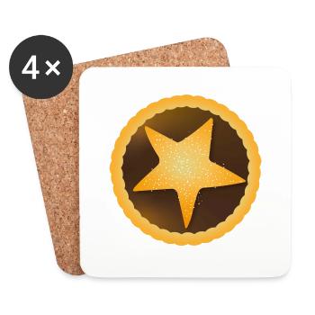 Christmas Mince Pie with Icing Sugar - Coasters (set of 4) - white - Front