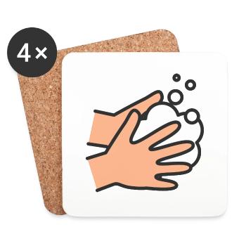 Icône Se laver les mains - Dessous de verre (lot de 4) - blanc - Devant