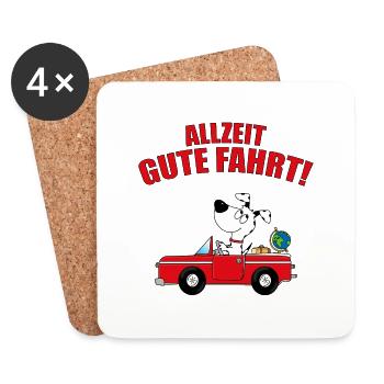 ALLZEIT GUTE FAHRT! - HUND - AUTO - FÜHRERSCHEIN - Untersetzer (4er-Set) - Weiß - Vorne
