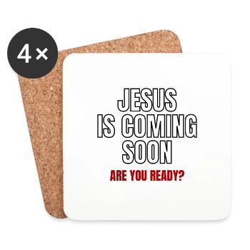 Jesus kommt bald - Untersetzer (4er-Set) - Weiß - Vorne