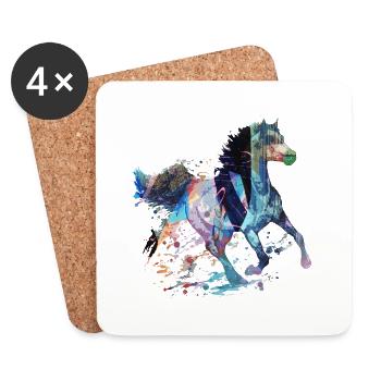 horse, art, painting, colorful, horses, graffiti - Coasters (set of 4) - white - Front