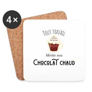 Tout travail mérite son chocolat chaud - Dessous de verre (lot de 4) - blanc - Devant