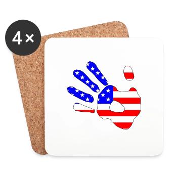 Stars And Stripes Hand Print Silhouette - Coasters (set of 4) - white - Front