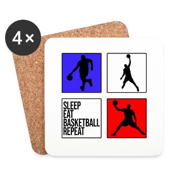 basketball basketball sleep eat basketball repeat - Coasters (set of 4) - white - Front