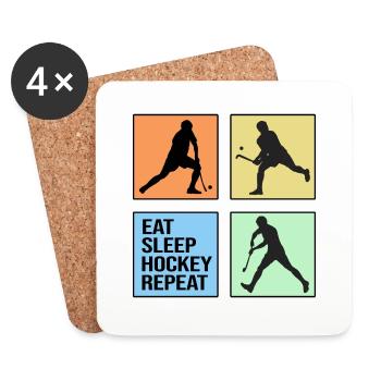 hockey sur gazon joueur de hockey sur gazon rétro - Dessous de verre (lot de 4) - blanc - Devant