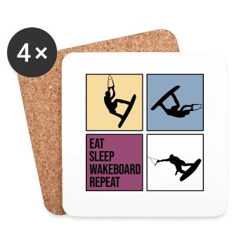 wakeboard wakeboarder cable wasserratte repeat - Coasters (set of 4) - white - Front