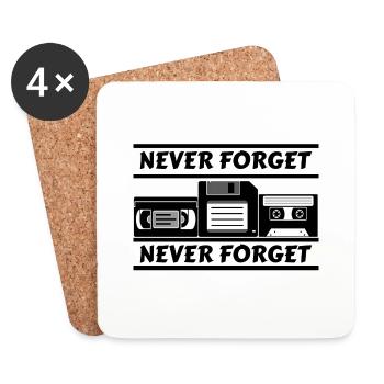 Jamais oublier la cassette VHS des années 80 - Dessous de verre (lot de 4) - blanc - Devant