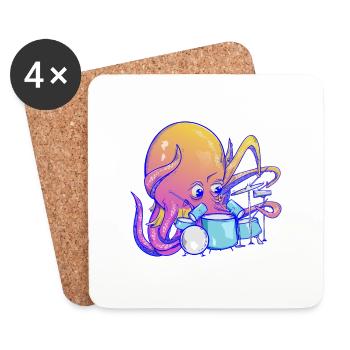 Octopus plays drums - Coasters (set of 4) - white - Front